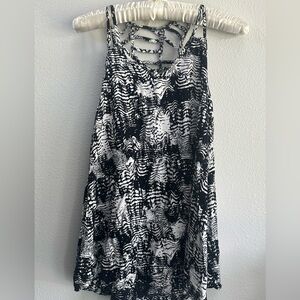 RVCA tank dress black white cage strap back size XS Rayon